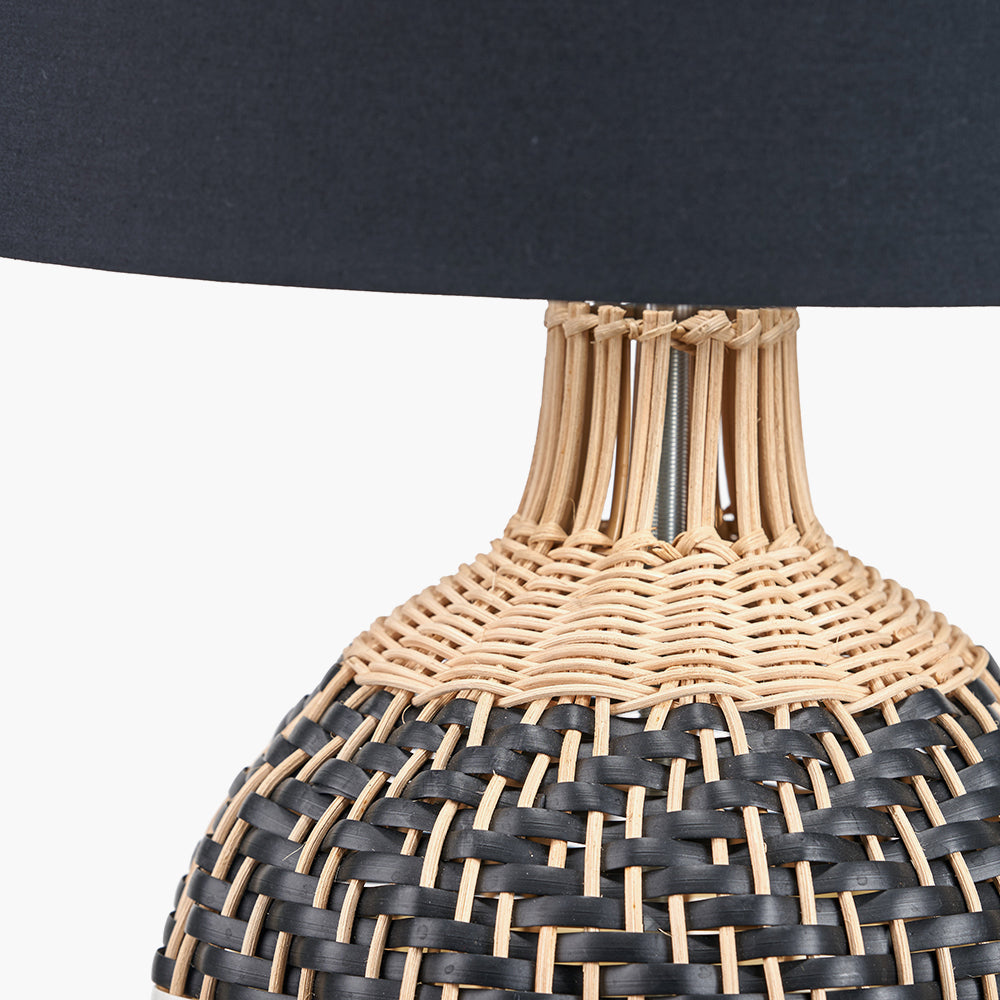 Rowan Natural Rattan Black & White Woven Table Lamp